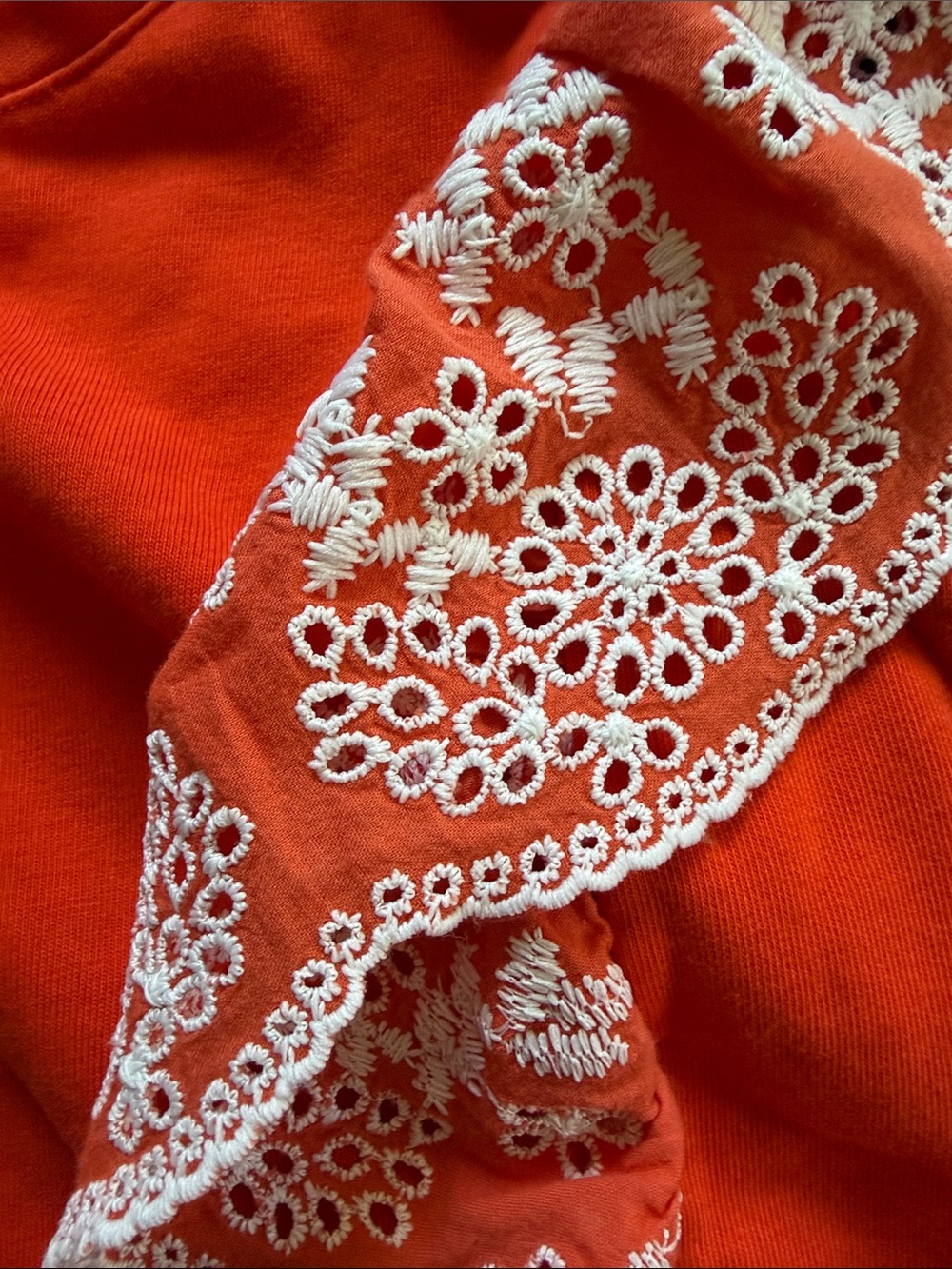 Maeve Orange Eyelet Ruffle Sleeve Shell - Picture 10 of 13